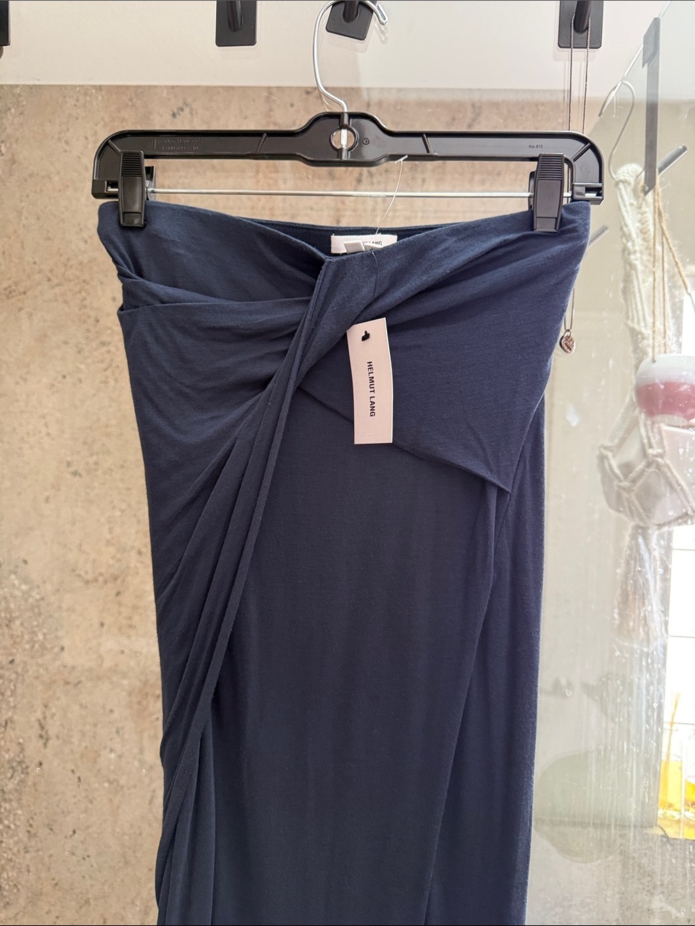 Helmut Lang Women’s Navy Twist-Front Maxi Skirt